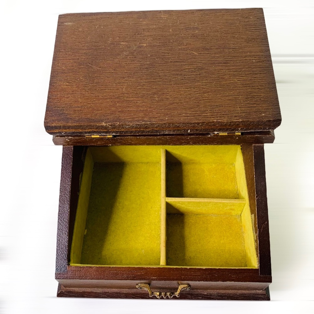 Antique Vintage Wood Jewelry Box, Made in Japan - Picture 11 of 14